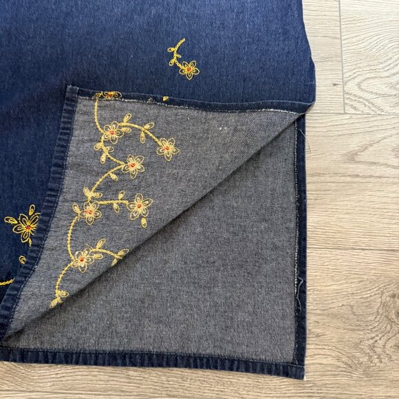 Cervelle Denim Maxi Dress 2 Piece Set Sz L Blue Jean VTG Embroidered Lagenlook - Picture 7 of 16